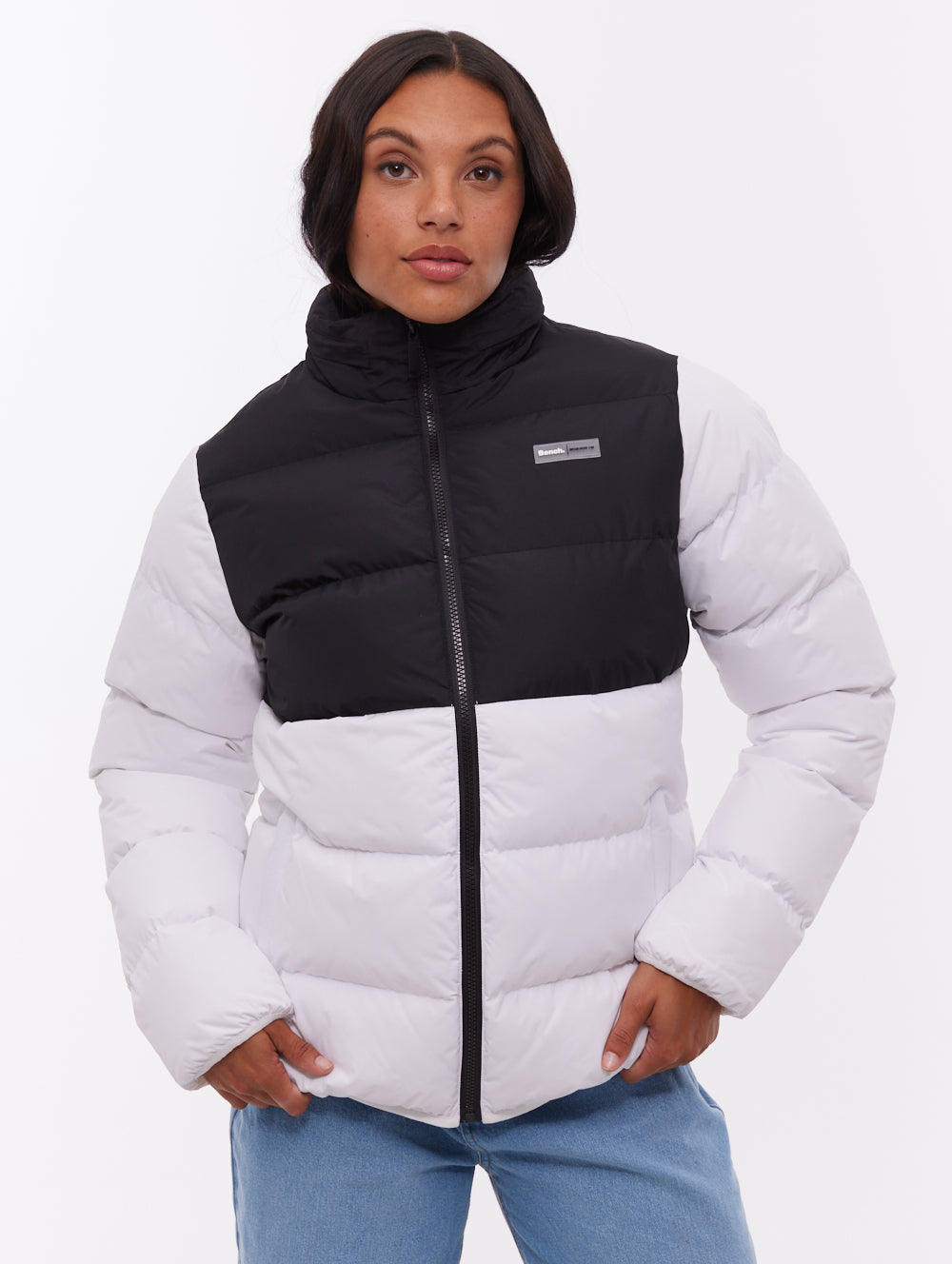 Jehn Two-Tone Puffer Jacket - White - Bench