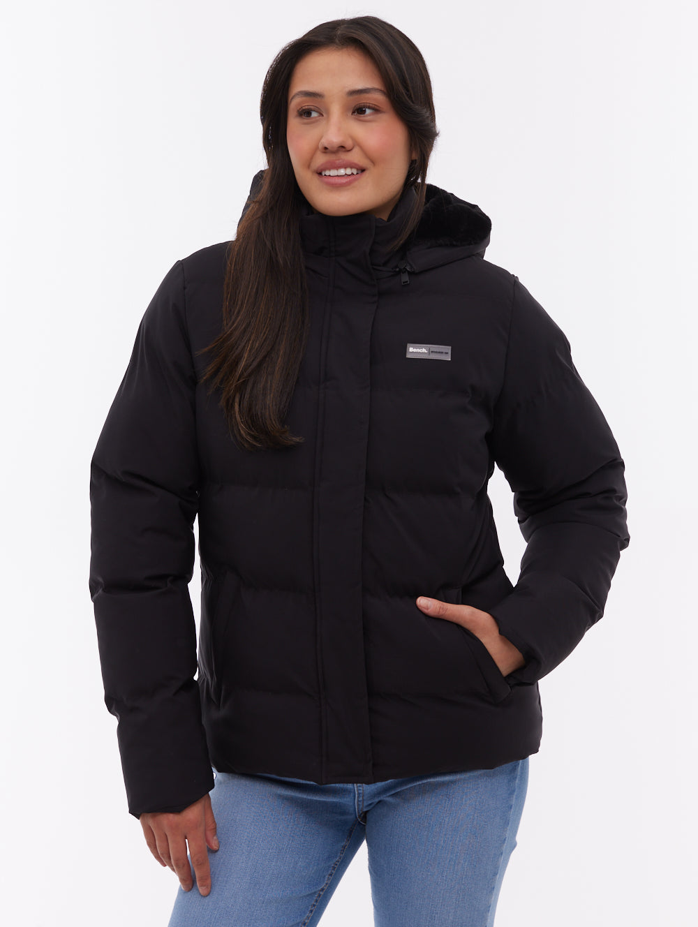 Atha Hooded Puffer Jacket - Black - Bench