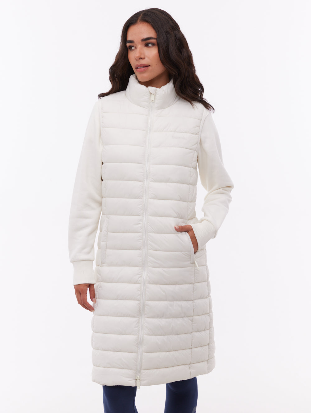 Meridian veste sans manches matelassée maxi - Blanc