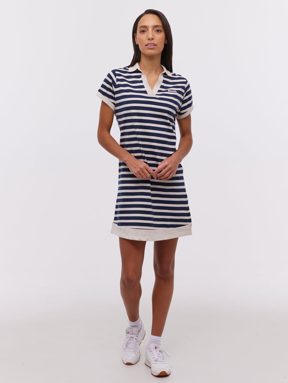 Orenda Stripe Polo Dress - Blue M / Navy Orenda Stripe Polo Dress - Blue M / Navy