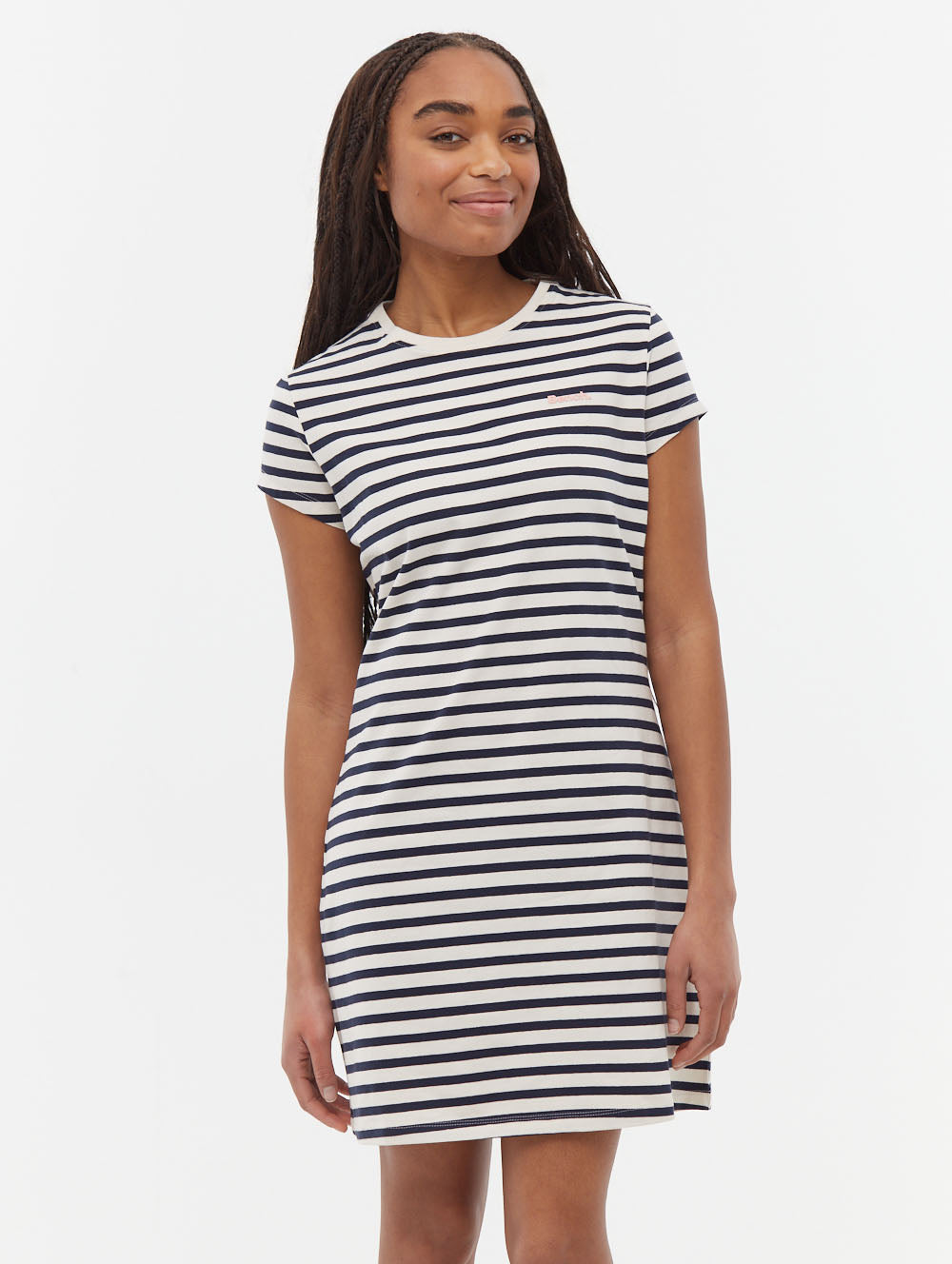 black and white striped tee shirt dress Striped Crew Neck Mini T-shirt Dress