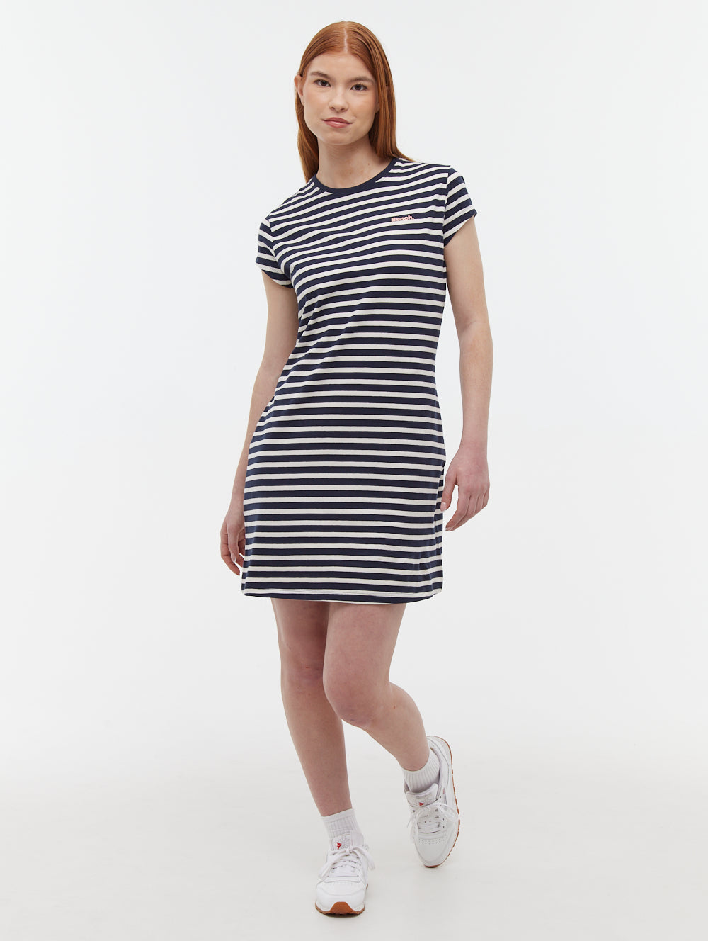 knee length dresses for ladies Mabelle Striped T-Shirt Midi Dress