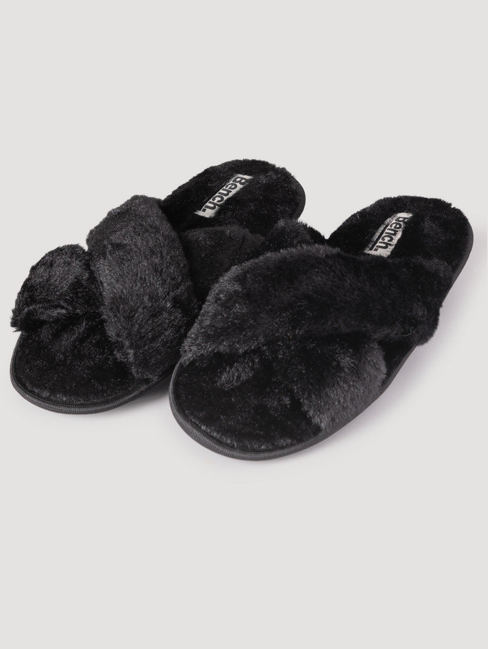 Women's Cross Strap Faux Fur Slipper Bench