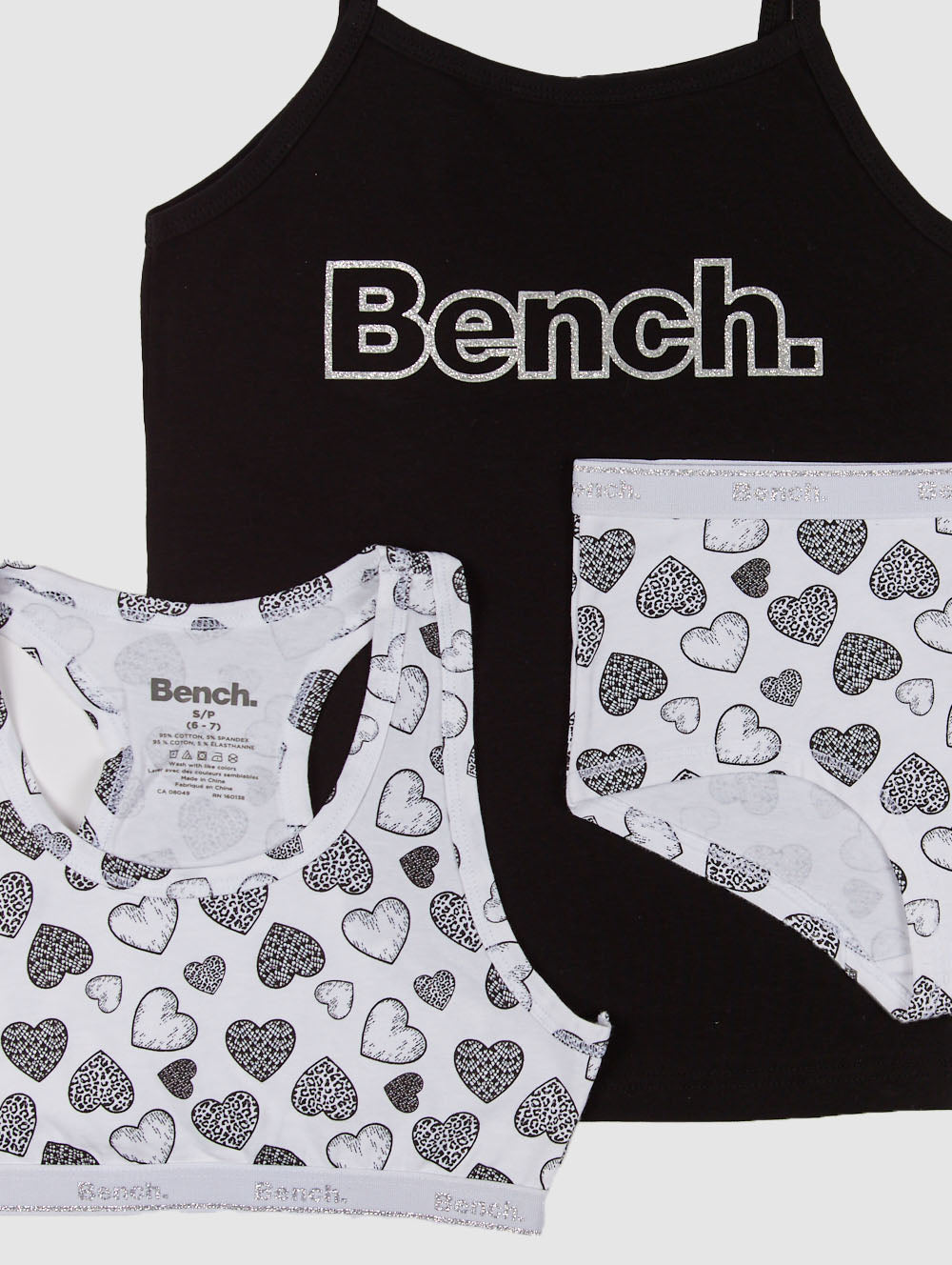Girls' Bench 3-Piece Bralette & Boyshort Set - White