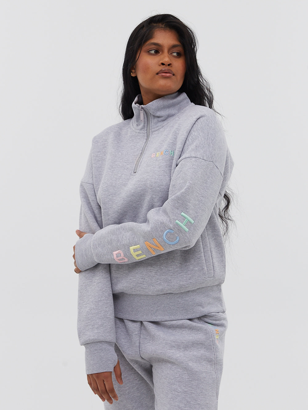 Jobelle Funnel Neck Sweatshirt M Grey Marl